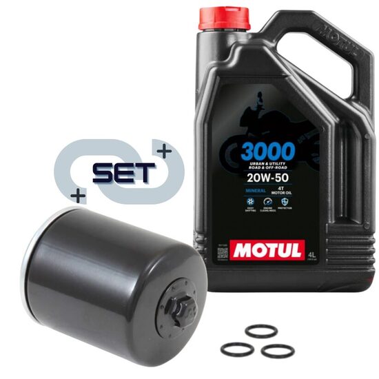 Motul 3000 4T 20W50 4L oil with  K&N® premium oil filter (black)