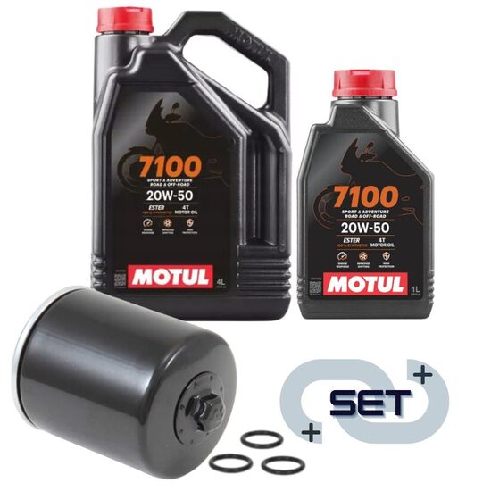 Motul 7100 4T 20W50 5L oil with  K&N® premium oil filter (black)