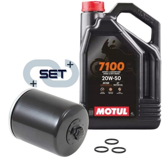 Motul 7100 4T 20W50 4L oil with  K&N® premium oil filter (black)