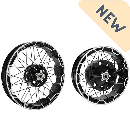  21" priekšējā un 18" aizmugurējā spieķoto riteņu disku komplekts Touring modeļiem ar ABS 2009–2026
