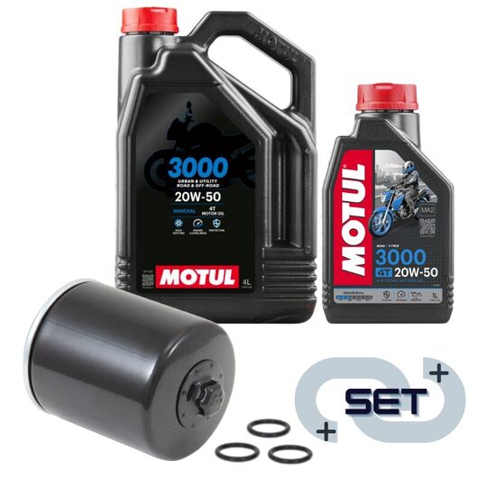 Motul 3000 4T 20W50 5L oil with  K&N® premium oil filter (black)