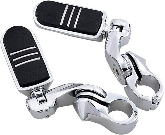 1-1/4" Short Angled Mount Highway Engine Guard Footpegs For Touring 1993+