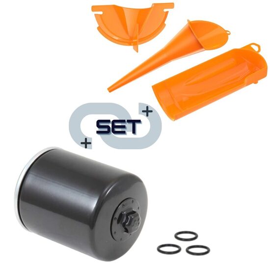 K&N® premium oil filter (black) with Funnel set