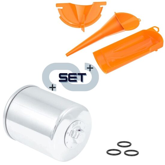 K&N® premium oil filter (Chrome) with Funnel set